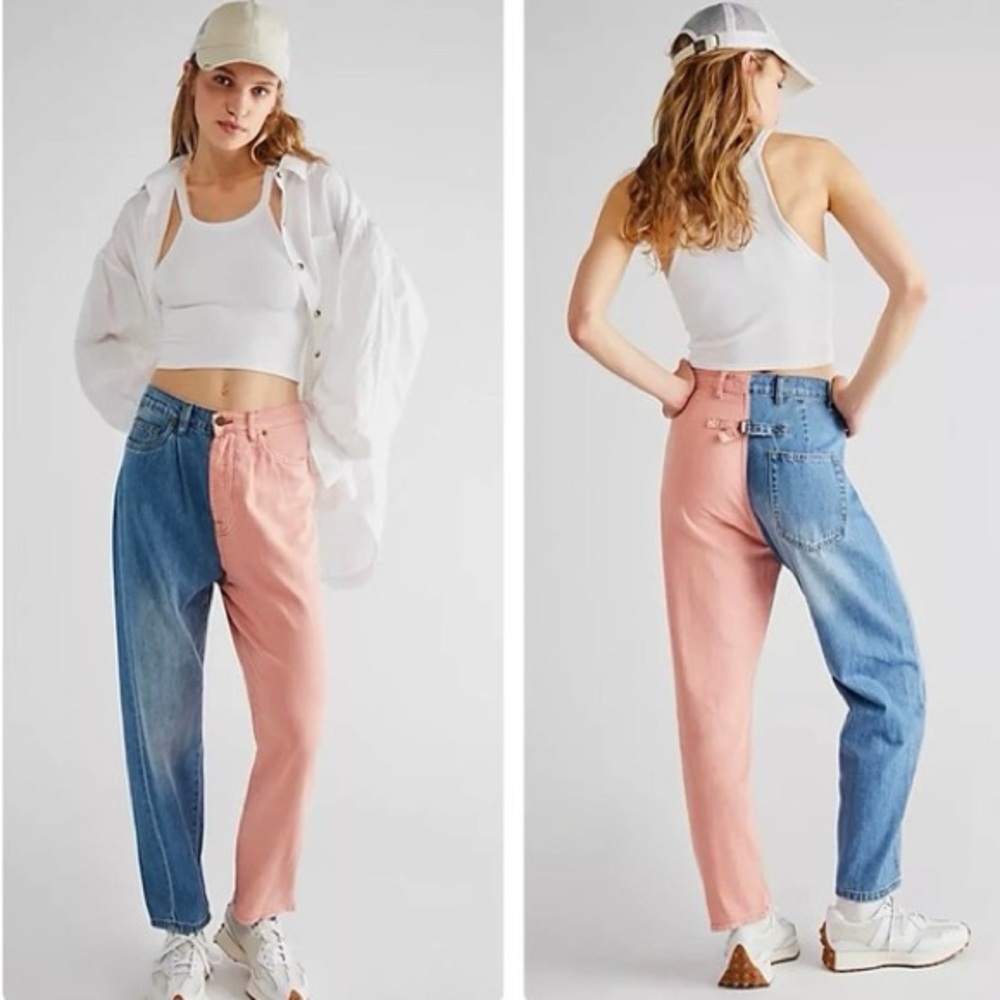 Chic free people x sandrine rose Colorblock Women Boyfriend Jeans - 26 in waist